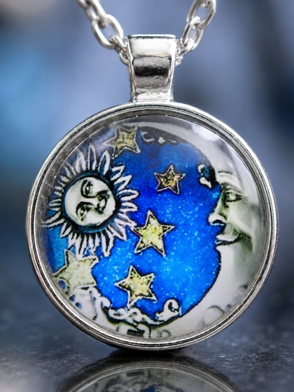 Crescent Moon & Sun Necklace | Celestial Pendant - Picture 6 of 6